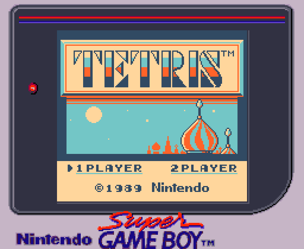Tetris title screen on Super Game Boy